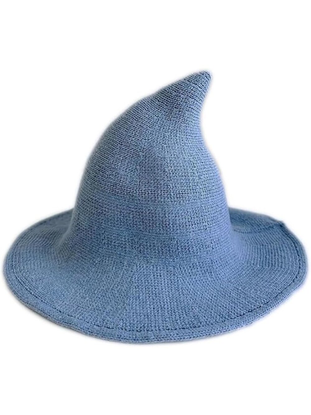 Unisex Light Blue Halloween Witch Wool Hat Party Masquerade Costume Knitted Cap